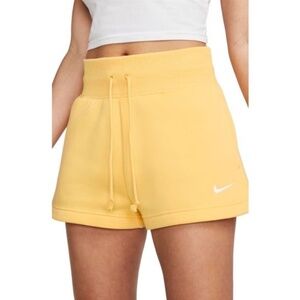 Nike Women's Phoenix Fleece High Waisted Shorts in Light Orange